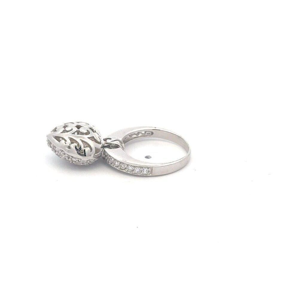 925 Sterling Silver Ring  Heart Cubic Zirconia Size 5 - Picture 3 of 7